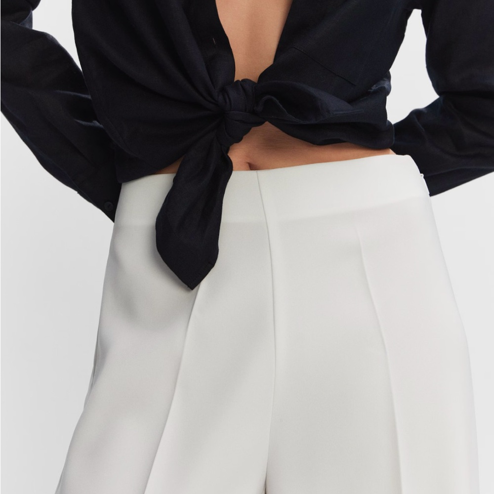 MANGO flowy wide leg high waist white palazzo pants SIZE 10 - Picture 5 of 10